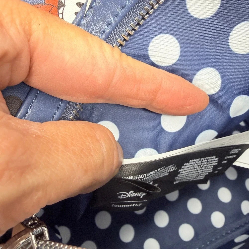 Disney Loungefly Minnie Mouse Polka Dot Navy Blue Mini Backpack Bag
